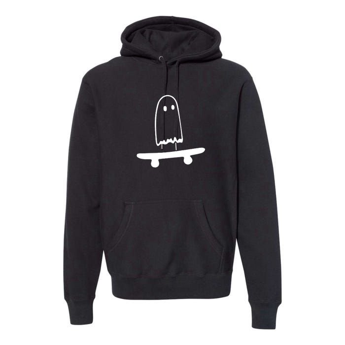 Cute Ghost Skateboard Funny Premium Hoodie