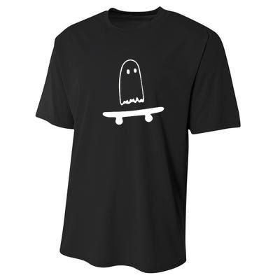 Cute Ghost Skateboard Funny Performance Sprint T-Shirt