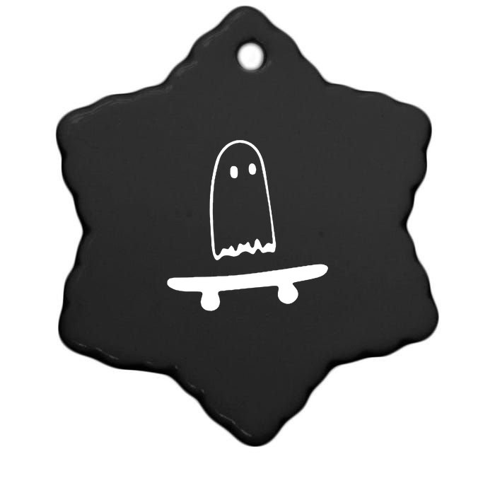 Cute Ghost Skateboard Funny Ceramic Star Ornament