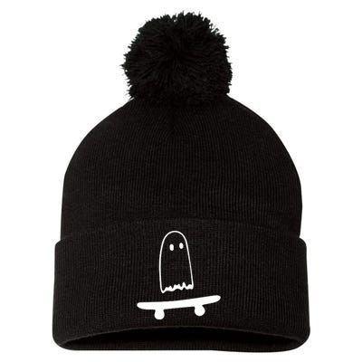 Cute Ghost Skateboard Funny Pom Pom 12in Knit Beanie