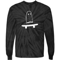 Cute Ghost Skateboard Funny Tie-Dye Long Sleeve Shirt