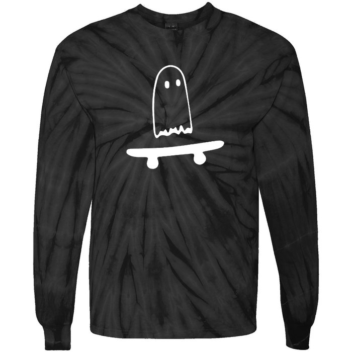 Cute Ghost Skateboard Funny Tie-Dye Long Sleeve Shirt