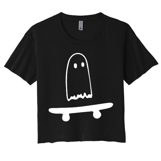 Cute Ghost Skateboard Funny Crop Top