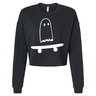 Cute Ghost Skateboard Funny Cropped Pullover Crew