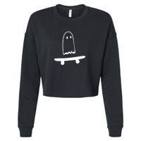 Cute Ghost Skateboard Funny Cropped Pullover Crew