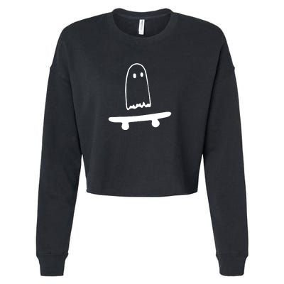 Cute Ghost Skateboard Funny Cropped Pullover Crew