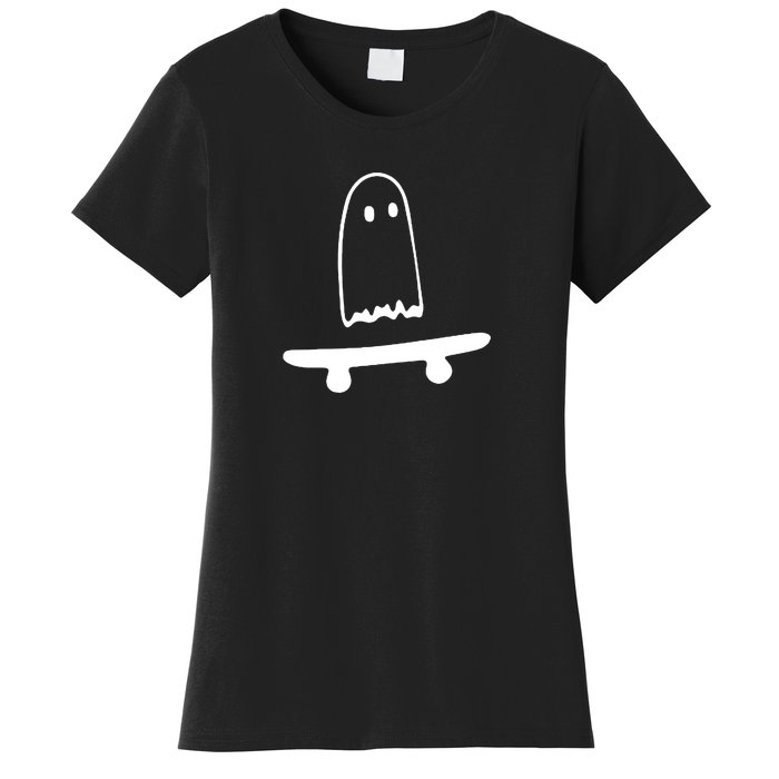 Cute Ghost Skateboard Funny Women's T-Shirt