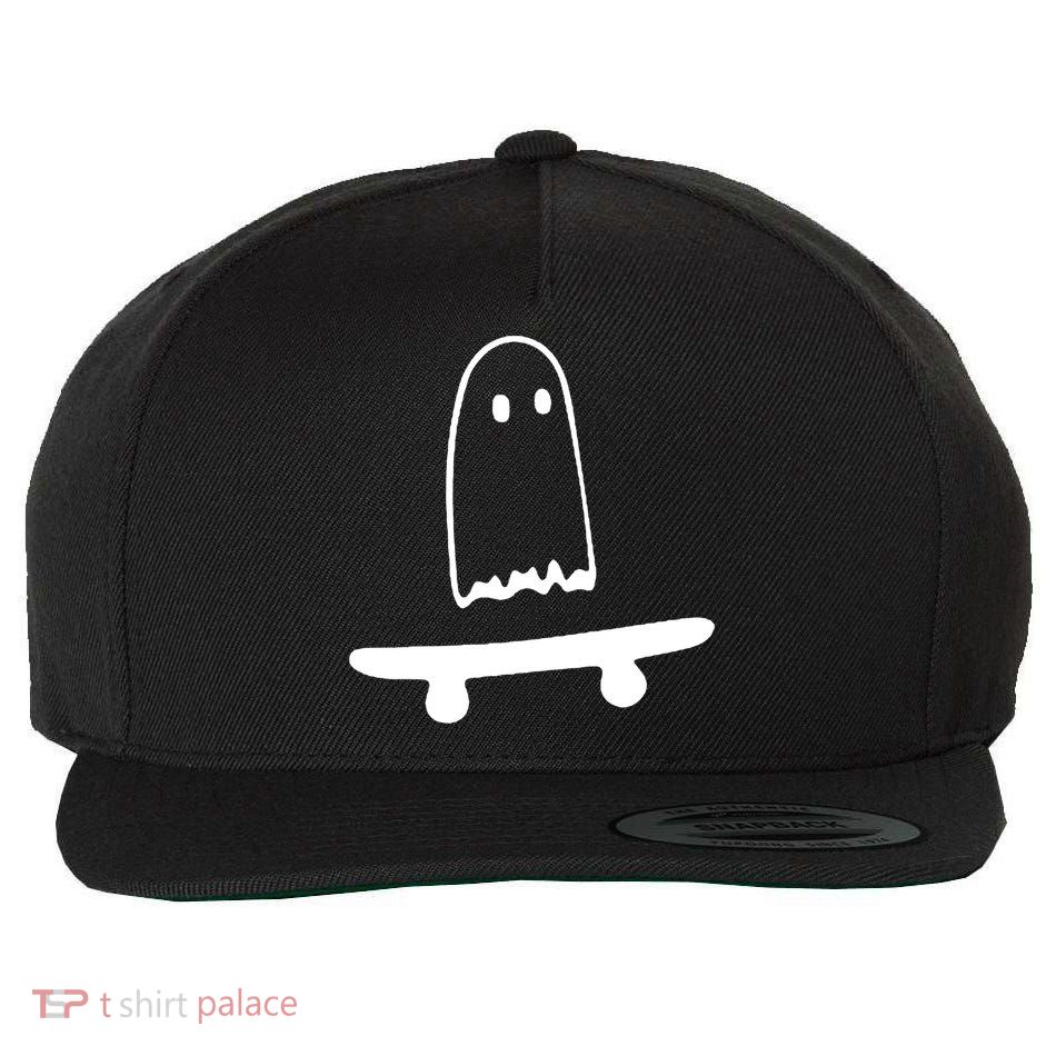 Cute Ghost Skateboard Funny Wool Snapback Cap