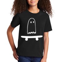 Cute Ghost Skateboard Funny Kids T-Shirt