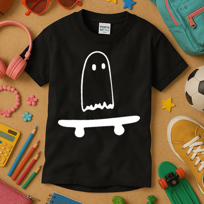 Cute Ghost Skateboard Funny Kids T-Shirt