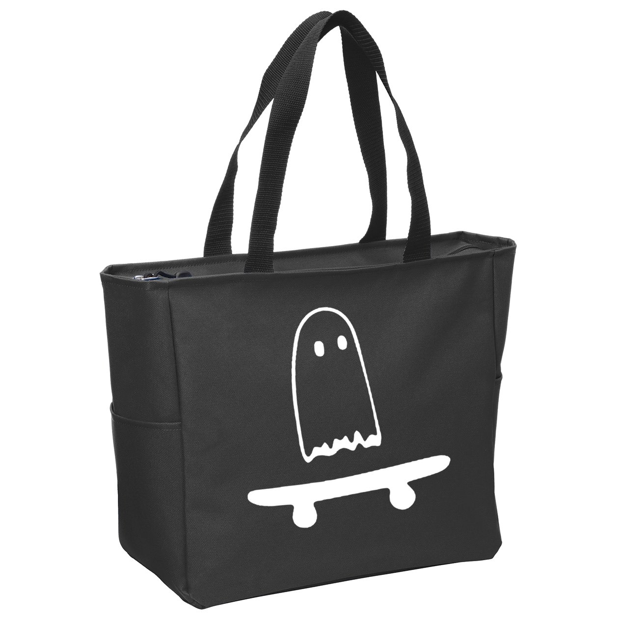 Cute Ghost Skateboard Funny Zip Tote Bag