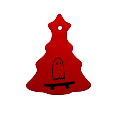 Cute Ghost Skateboard Funny Ceramic Tree Ornament