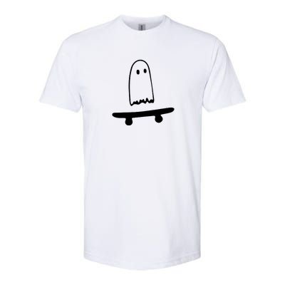 Cute Ghost Skateboard Funny Softstyle CVC T-Shirt