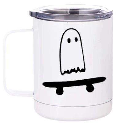 Cute Ghost Skateboard Funny 12 oz Stainless Steel Tumbler Cup