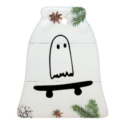 Cute Ghost Skateboard Funny Ceramic Bell Ornament