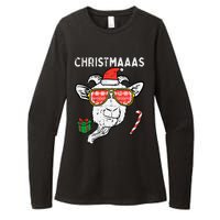 Christmas Goat Santa Xmas Farm Animal Farmer Womens CVC Long Sleeve Shirt