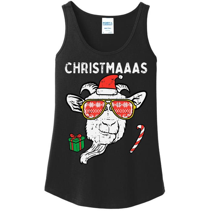 Christmas Goat Santa Xmas Farm Animal Farmer Ladies Essential Tank