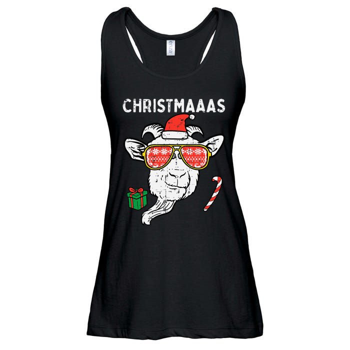 Christmas Goat Santa Xmas Farm Animal Farmer Ladies Essential Flowy Tank