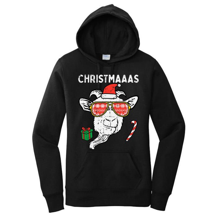 Christmas Goat Santa Xmas Farm Animal Farmer Women's Pullover Hoodie