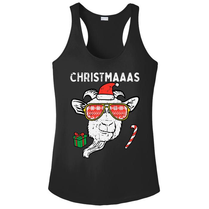 Christmas Goat Santa Xmas Farm Animal Farmer Ladies PosiCharge Competitor Racerback Tank