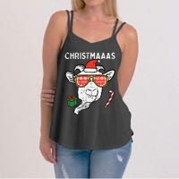 Christmas Goat Santa Xmas Farm Animal Farmer Women's Strappy Tank