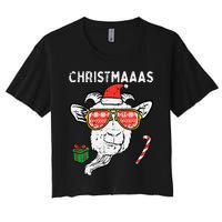 Christmas Goat Santa Xmas Farm Animal Farmer Women's Crop Top Tee