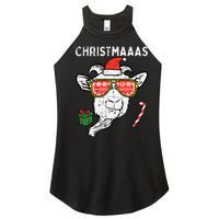 Christmas Goat Santa Xmas Farm Animal Farmer Women's Perfect Tri Rocker Tank