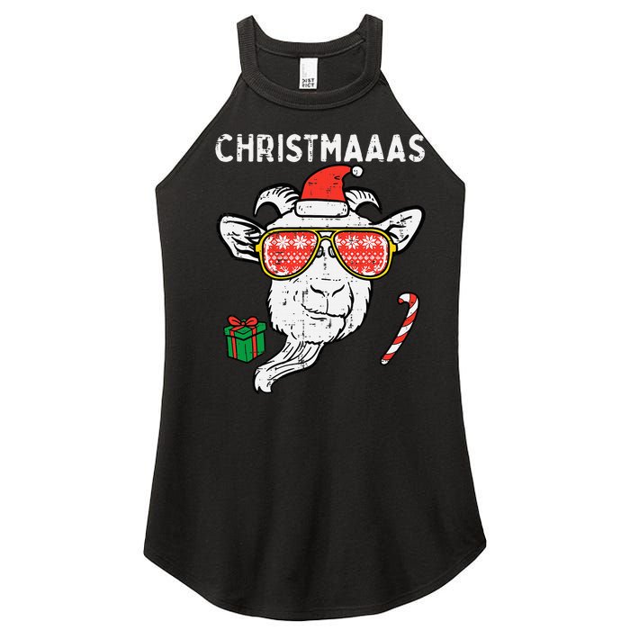 Christmas Goat Santa Xmas Farm Animal Farmer Women's Perfect Tri Rocker Tank