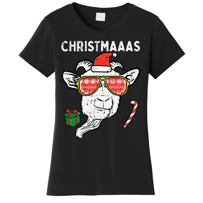 Christmas Goat Santa Xmas Farm Animal Farmer Women's T-Shirt