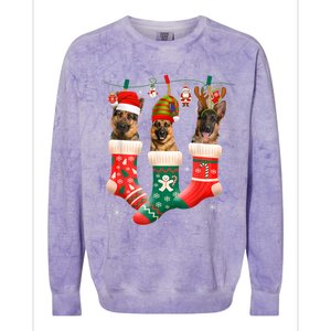 Christmas Ger Shepherd Sock Xmas Reindeer Santa Dog Meaningful Gift Colorblast Crewneck Sweatshirt