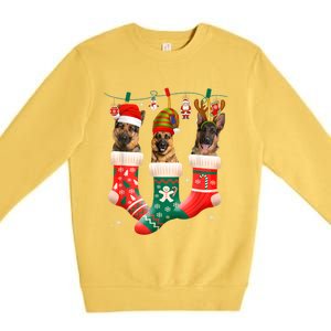 Christmas Ger Shepherd Sock Xmas Reindeer Santa Dog Meaningful Gift Premium Crewneck Sweatshirt