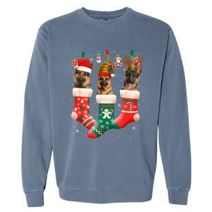 Christmas Ger Shepherd Sock Xmas Reindeer Santa Dog Meaningful Gift Garment-Dyed Sweatshirt