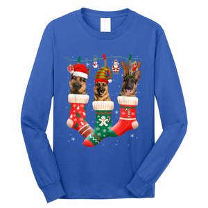 Christmas Ger Shepherd Sock Xmas Reindeer Santa Dog Meaningful Gift Long Sleeve Shirt