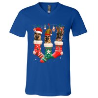 Christmas Ger Shepherd Sock Xmas Reindeer Santa Dog Meaningful Gift V-Neck T-Shirt