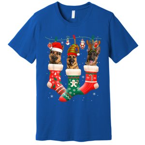 Christmas Ger Shepherd Sock Xmas Reindeer Santa Dog Meaningful Gift Premium T-Shirt