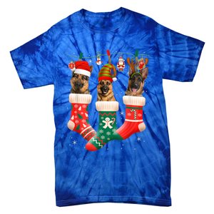 Christmas Ger Shepherd Sock Xmas Reindeer Santa Dog Meaningful Gift Tie-Dye T-Shirt