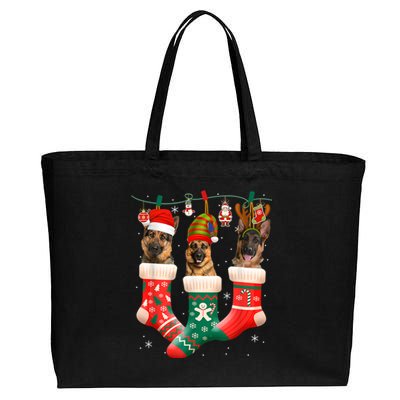 Christmas Ger Shepherd Sock Xmas Reindeer Santa Dog Meaningful Gift Cotton Canvas Jumbo Tote