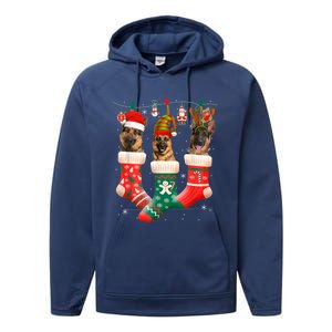 Christmas Ger Shepherd Sock Xmas Reindeer Santa Dog Meaningful Gift Performance Fleece Hoodie