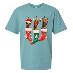 Christmas Ger Shepherd Sock Xmas Reindeer Santa Dog Meaningful Gift Sueded Cloud Jersey T-Shirt