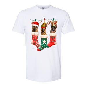 Christmas Ger Shepherd Sock Xmas Reindeer Santa Dog Meaningful Gift Softstyle CVC T-Shirt