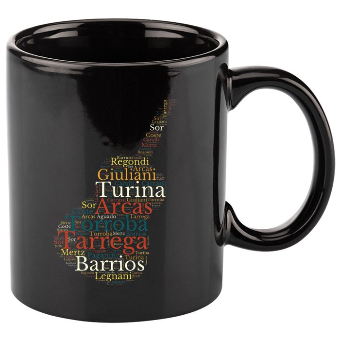 Classical Guitar Spanish Guitar 11oz C Handle Ceramic Mug
