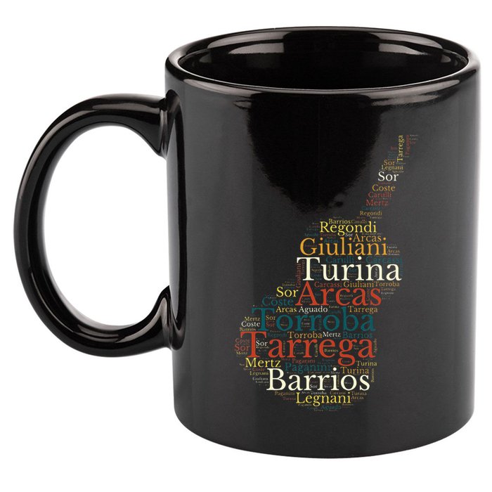 Classical Guitar Spanish Guitar 11oz C Handle Ceramic Mug