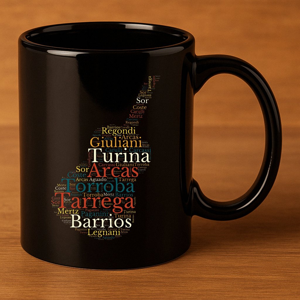 Classical Guitar Spanish Guitar 11oz C Handle Ceramic Mug
