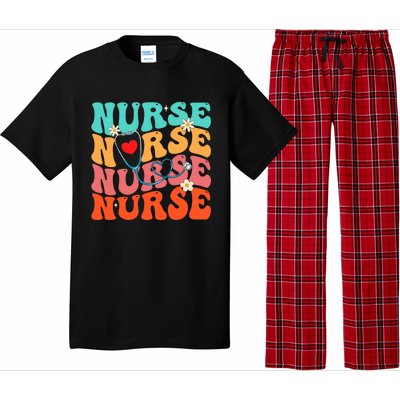 Cute Groovy Stethoscope Nurse Life Nursing Nurse Week Nurse Great Gift Pajama Set