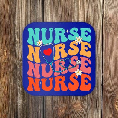 Cute Groovy Stethoscope Nurse Life Nursing Nurse Week Nurse Great Gift Coaster