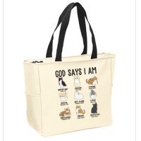 Cat God Says I Am Cute Jesus Women N Girl Christian Zip Tote Bag