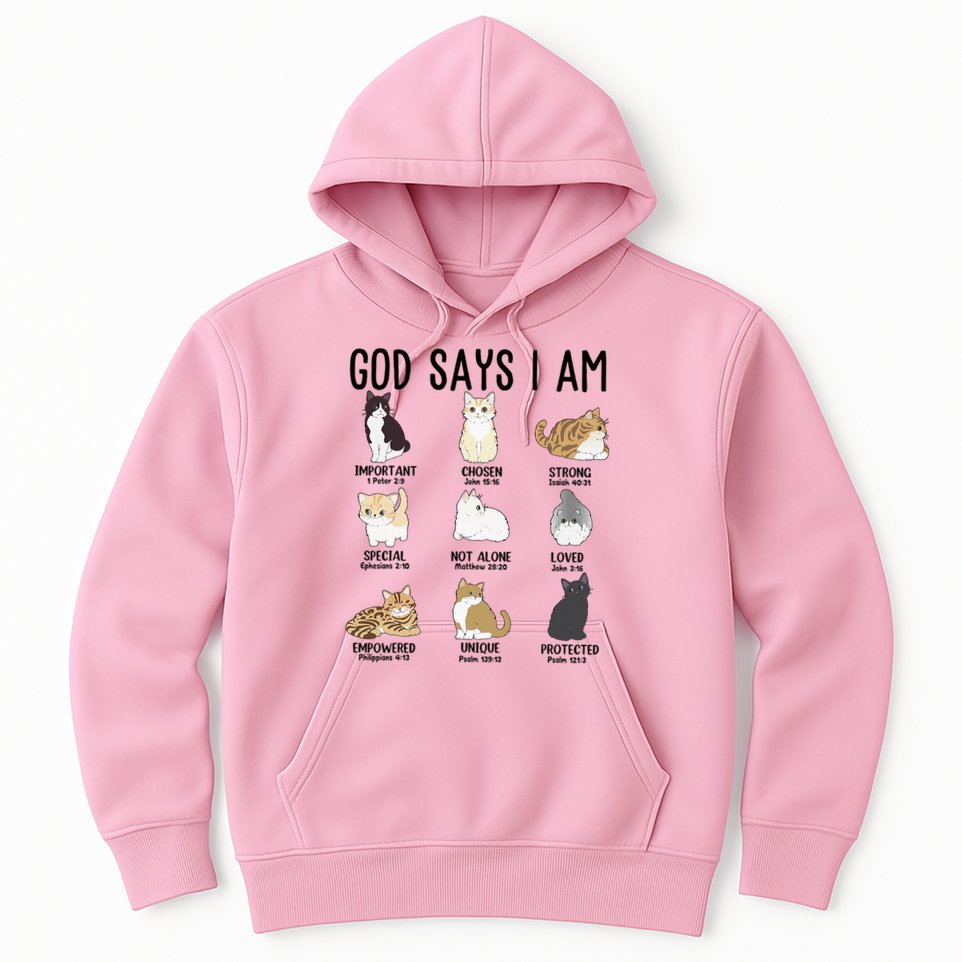Cat God Says I Am Cute Jesus Women N Girl Christian Hoodie