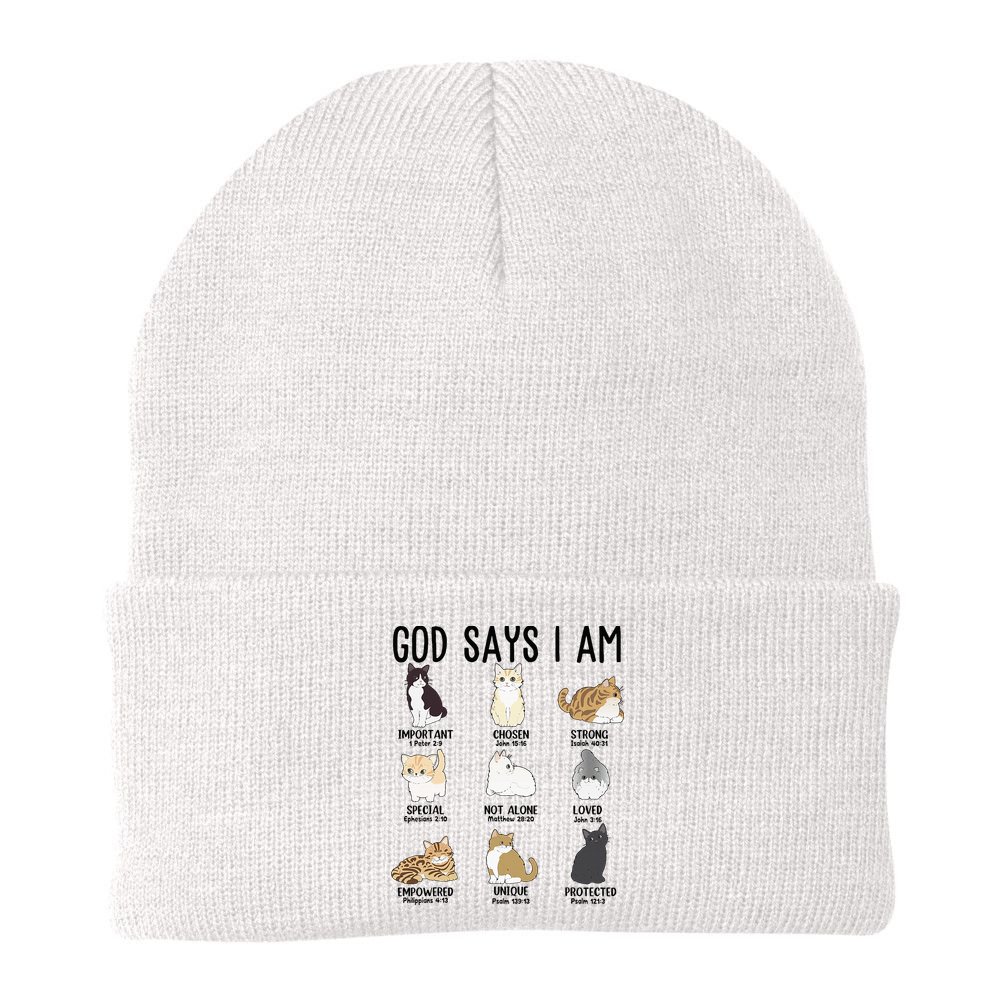 Cat God Says I Am Cute Jesus Women N Girl Christian Beanie