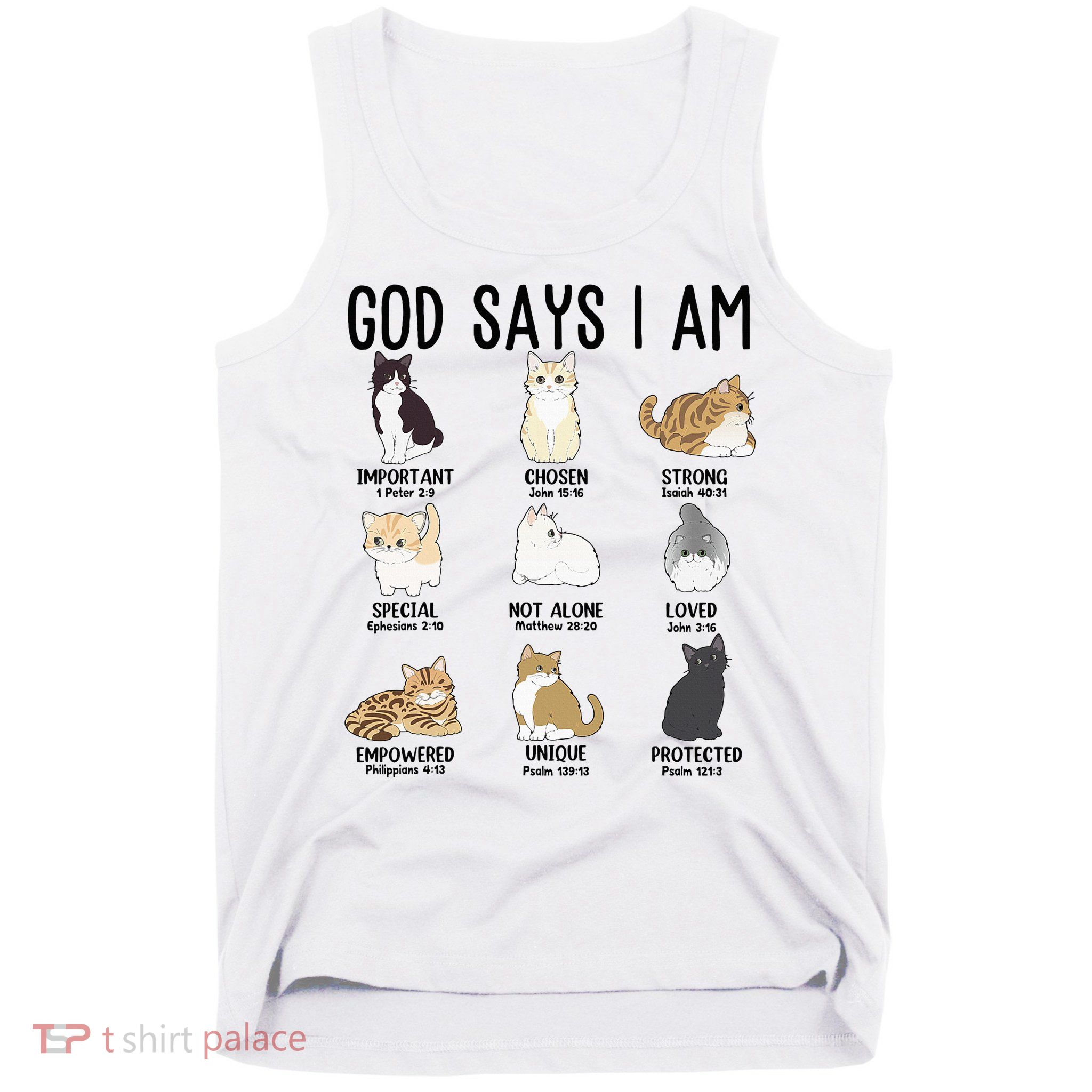 Cat God Says I Am Cute Jesus Women N Girl Christian Tank Top