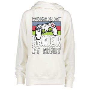 Cool Gaming Student By Day Gamer By Night Funny Quote Front Great Gift Womens Funnel Neck Pullover Hood